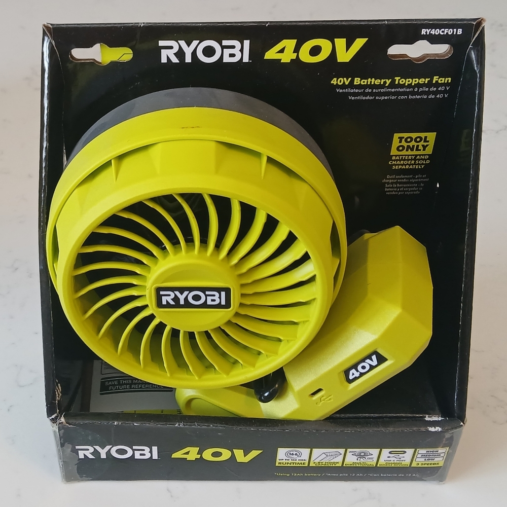 RYOBI 40V Fan Cordless Battery Topper (Tool Only). NEW